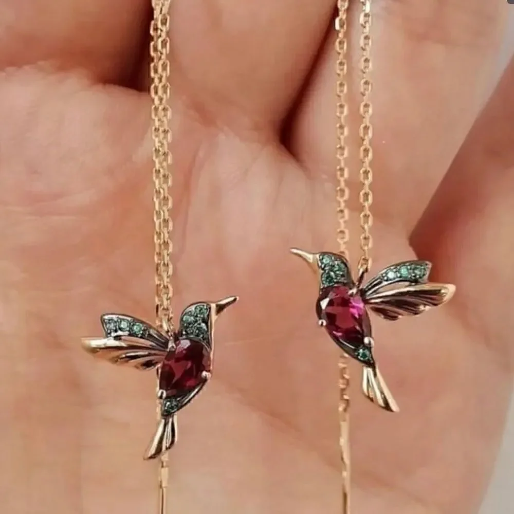 🐦 Betsey Johnson beautiful bird on a chain dangle earrings 🐦